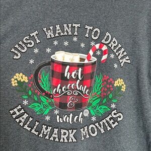 Girlie Girl Originals Gray‎ Womens Large Long Sleeve Graphic Shirt Christmas